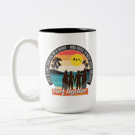 Tasse 2 Couleurs Surfer ensemble - Gardez votre équilibre (Gauche)