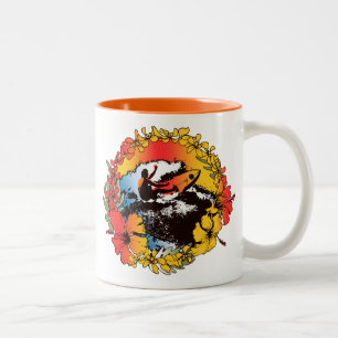 Tasse 2 Couleurs Surfeur Hawaïen Groovy Graphique Rétro des Années 