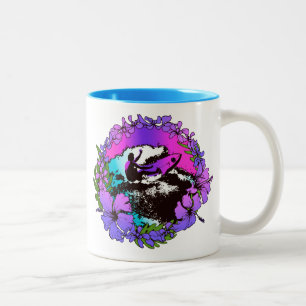 Tasse 2 Couleurs Surfeur Hawaïen Groovy Graphique Rétro des Années