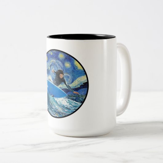 Tasse 2 Couleurs Surfeur sous les étoiles (Devant droit)