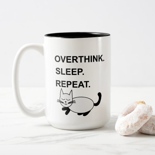 Tasse 2 Couleurs Surpense Sommeil Répéter Chat Endormi (Avec donut)