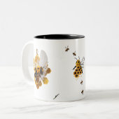 Tasse 2 Couleurs Surreal 3D Ultra-Realistic Bee Feather Honeycomb  (Devant gauche)