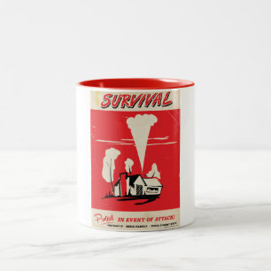 Tasse 2 Couleurs Survie - Affiche de sécurité atomique vintage