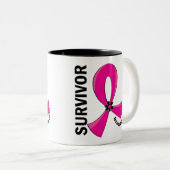 Tasse 2 Couleurs Survivant 12 de cancer du sein (Devant droit)