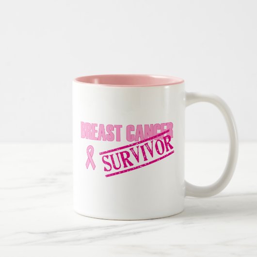 Tasse 2 Couleurs Survivant de cancer du sein (Droit)