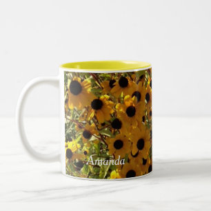 Tasse 2 Couleurs Susan observée par noir personnalisée fleurit de