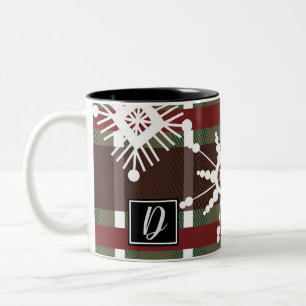 Tasse 2 Couleurs Sweat de vin Plaid initial Flocon de neige Noël