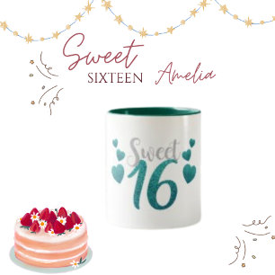 Tasse 2 Couleurs Sweet 16, Modern Trending Type de texte