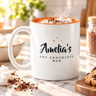 Tasse 2 Couleurs Sweet Moderne Nom Personnalisé Script Hot Chocolat