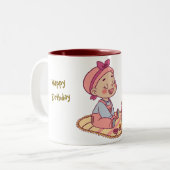 Tasse 2 Couleurs Sweet petite fille Joyeux anniversaire (Devant gauche)