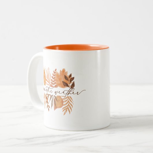 Tasse 2 Couleurs Swete Météo Script Automne Feuilles Automne (Devant gauche)