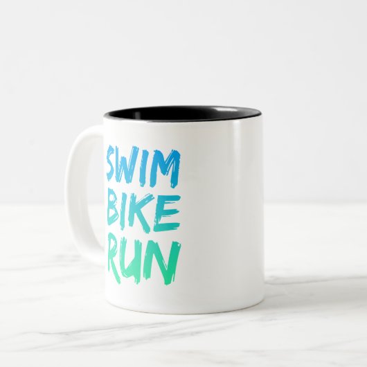 Tasse 2 Couleurs Swim Bike Run superbe design (Devant gauche)