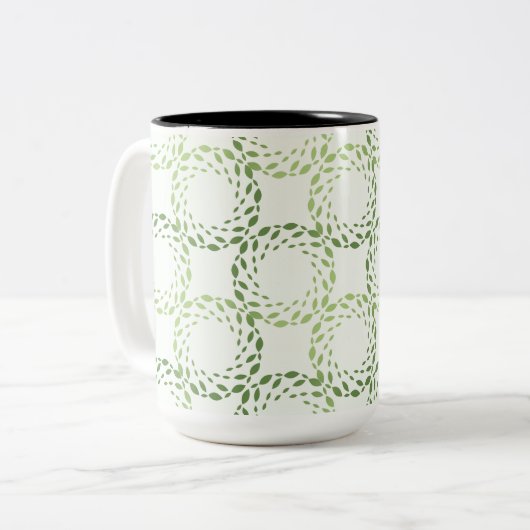 Tasse 2 Couleurs Swirling green leaf pattern (Devant gauche)