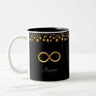Tasse 2 Couleurs Symbole & Confetti d'infini doré sur noir