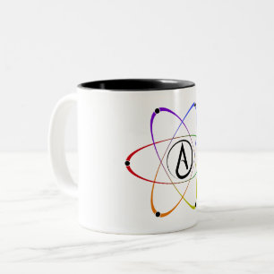 Tasse 2 Couleurs Symbole d'atome athée arc-en-ciel noir