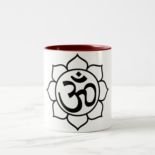 Tasse 2 Couleurs Symbole d'Aum de fleur de Lotus (Centre)
