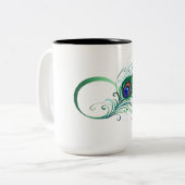 Tasse 2 Couleurs Symbole de l'infini avec plume de paon (Devant gauche)