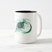 Tasse 2 Couleurs Symbole de l'infini avec plume de paon (Devant droit)
