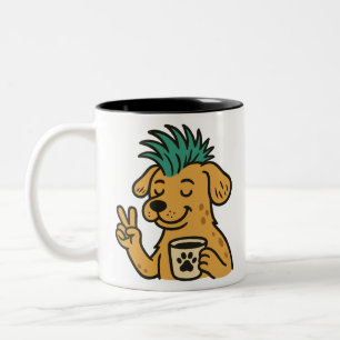 Tasse 2 Couleurs Symbole de paix amusant Mohawk Chien Coffee Lover
