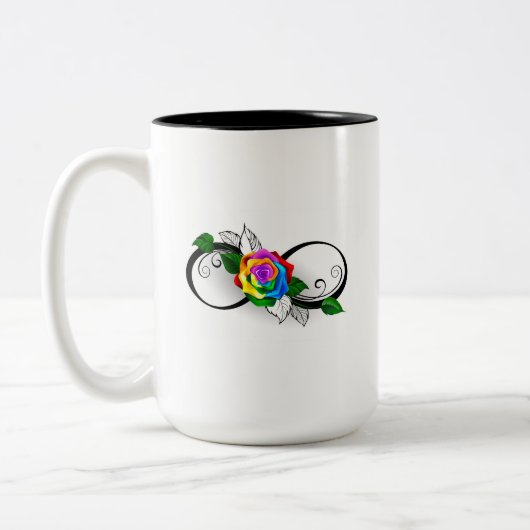 Tasse 2 Couleurs Symbole d'infini avec Rose arc-en-ciel (Gauche)