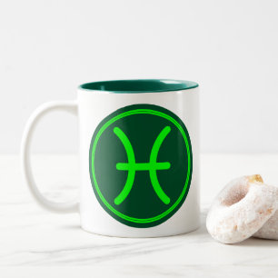 Tasse 2 Couleurs Symbole du zodiaque Poissons Contraste Vert