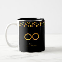 Symbole élégant de l'infini doré & Confettis sur f
