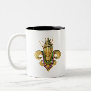 Tasse 2 Couleurs Symbole Mardi Gras Pourcentage Fleur de Lis avec p