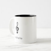 Tasse 2 Couleurs Symbole musical Assiette blanche noire (Devant gauche)