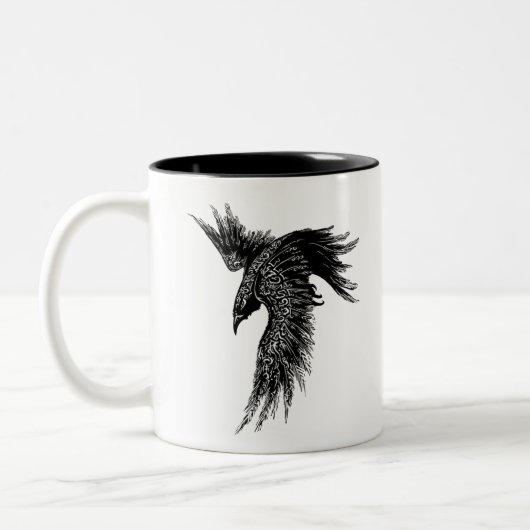 Tasse 2 Couleurs Symbole viking de Corbeau Norse (Gauche)