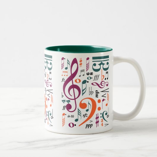 Tasse 2 Couleurs Symboles de la musique (Droit)