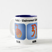 Tasse 2 Couleurs Symboles de Reiki II (Devant gauche)