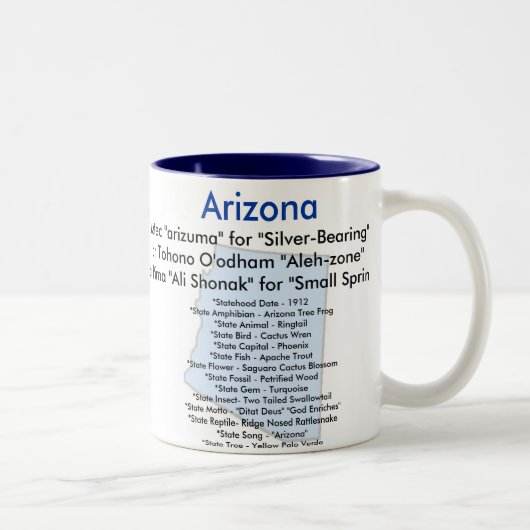 Tasse 2 Couleurs Symboles et carte de l'Arizona (Droit)