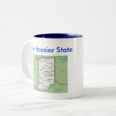 Tasse 2 Couleurs Symboles et carte de l'Indiana (Devant gauche)
