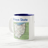 Tasse 2 Couleurs Symboles et carte de l'Ohio (Devant gauche)