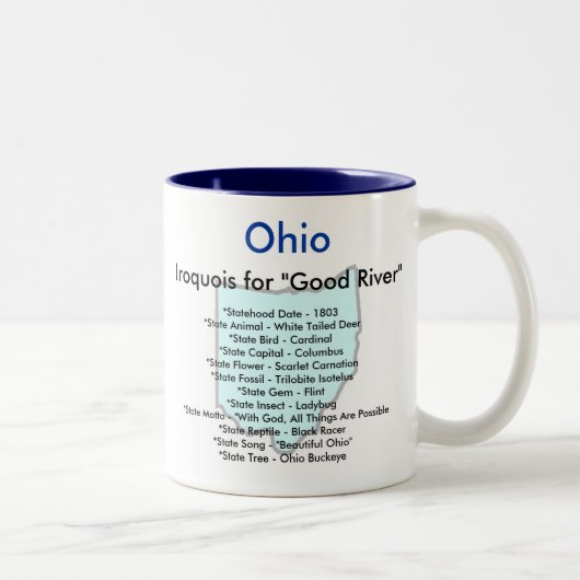 Tasse 2 Couleurs Symboles et carte de l'Ohio (Droit)