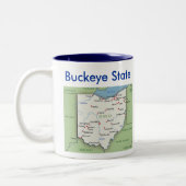 Tasse 2 Couleurs Symboles et carte de l'Ohio (Gauche)