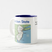 Tasse 2 Couleurs Symboles et carte de New Jersey (Devant gauche)