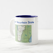Tasse 2 Couleurs Symboles et carte du Vermont (Devant gauche)