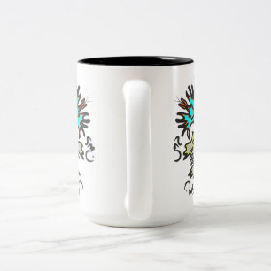 Tasse 2 Couleurs Symétrie Tribal Bleu