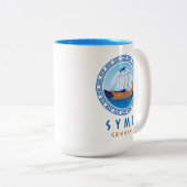 Tasse 2 Couleurs Symi, Grèce Design de navires grecs (Devant droit)