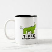 Tasse 2 Couleurs T-Rex déteste des pousées - personnage de dessin (Gauche)