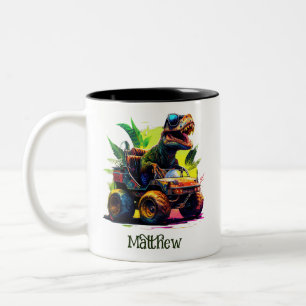 Tasse 2 Couleurs T-Rex Riding Monster Truck Dinosaure Nom