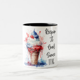 Tasse 2 Couleurs T-shirt crème glacée Patriotique 4 juillet