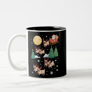 Tasse 2 Couleurs T-shirt de Noël avec arbre pour chiens Pug, Xmas,