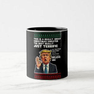 Tasse 2 Couleurs T-shirt drôle de Noël démodé parodiant Donald Trum