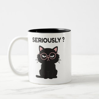 Tasse 2 Couleurs T-shirt drôle et sarcastique chat noir lunettes sé