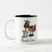 Tasse 2 Couleurs T-shirts Brown et cadeaux de vache (Gauche)