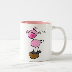 Tasse 2 Couleurs T-shirts et cadeaux à motif de cochon en bâtonnets