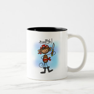 Tasse 2 Couleurs T-shirts et cadeaux de singe pirate Aargh