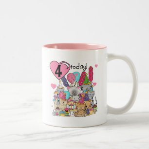 Tasse 2 Couleurs T-shirts et cadeaux fête Kittens 4e anniversaire